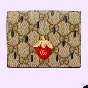 Gucci card case wallet with double G strawberry